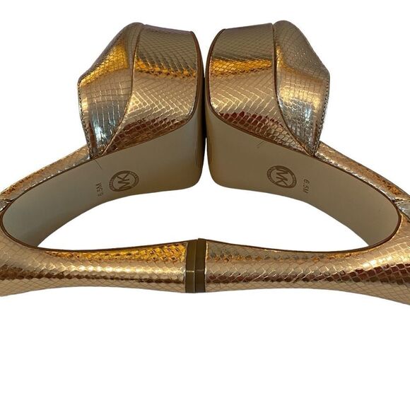 Michael Kors Sexy Gold Tone Round Toe Dual Ankle Strap Stilettos in Size 6.5 - Picture 6 of 9